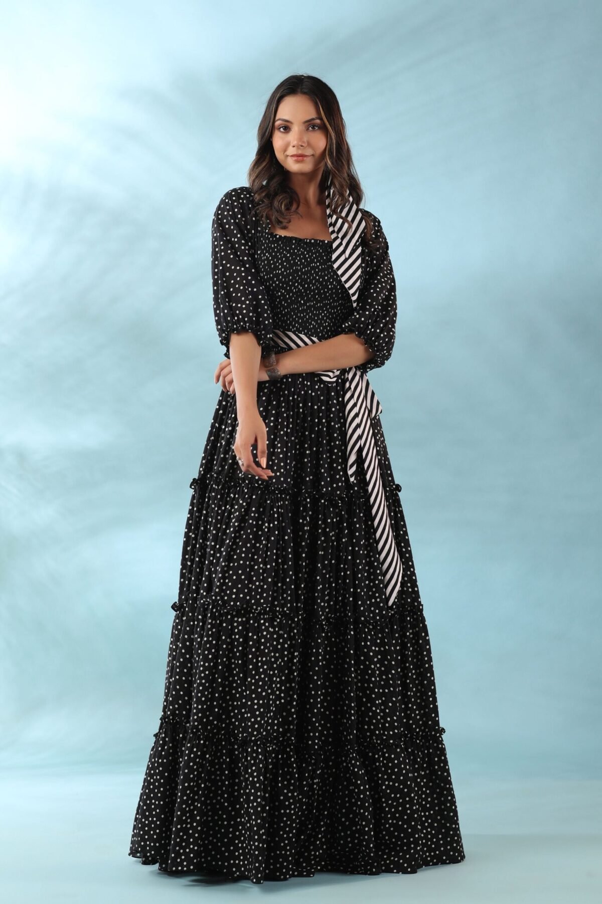 Black Polka Fit and Flare Dress