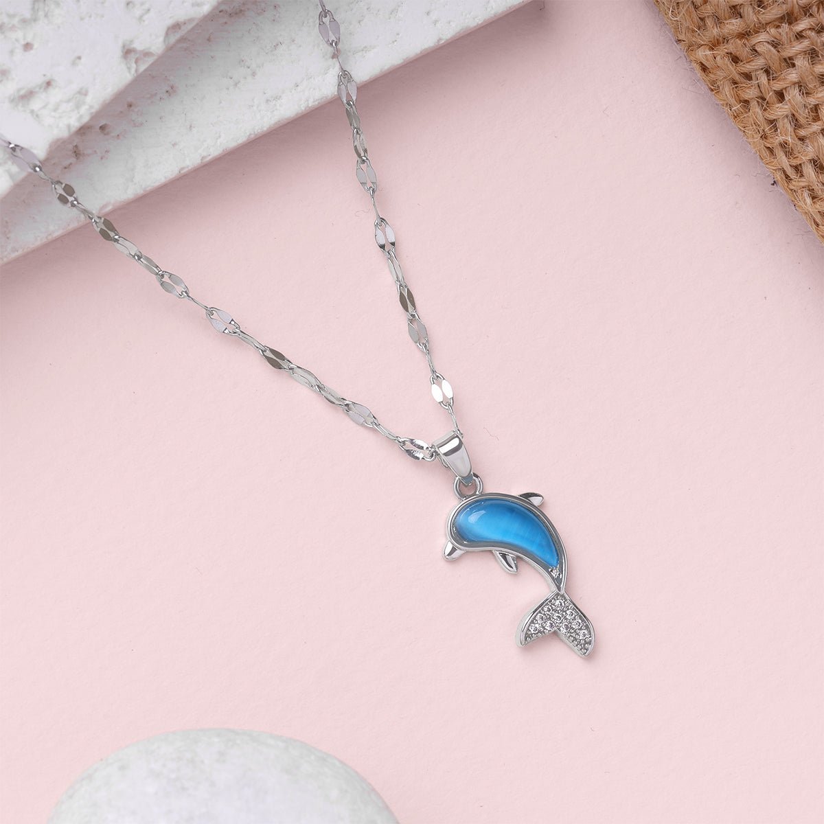 CrystRich Stylo Tail Dolphin Necklace