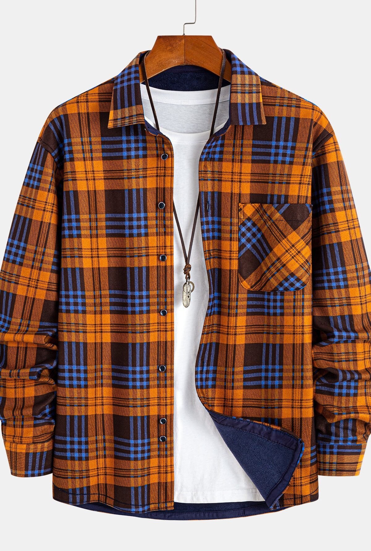 Flannel Fleece Lined Plaid Button Up Shirt