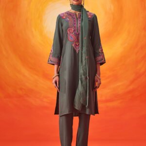 Ruh Green Embroidered Suit Set with Dupatta