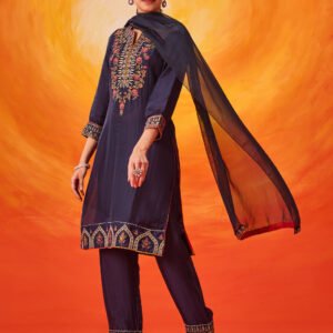Alya Navy Embroidered Suit Set with Dupatta