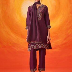 Alya Purple Embroidered Suit Set with Dupatta