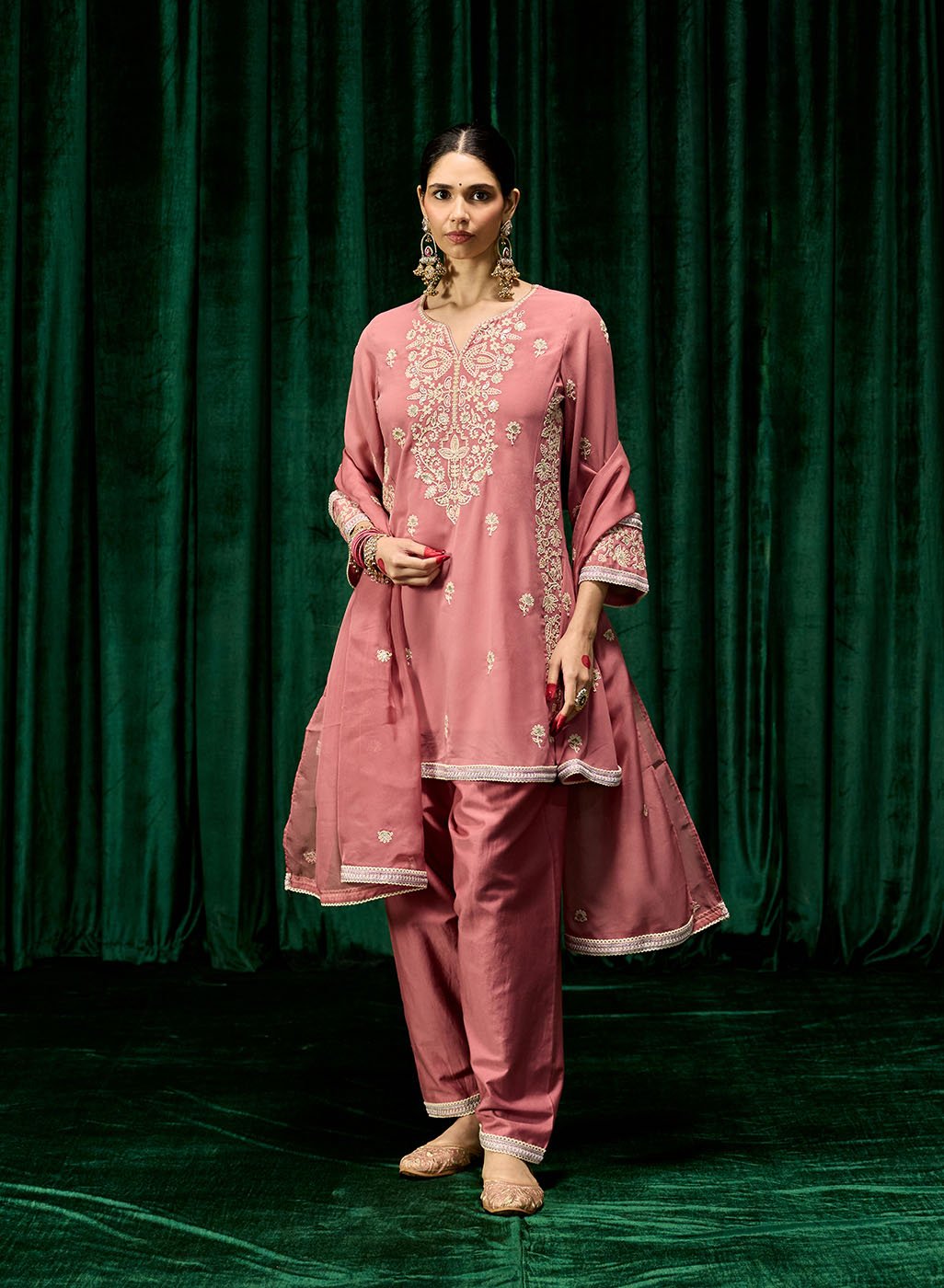 Fayra Pink Georgette Embroidered Suit Set with Dupatta