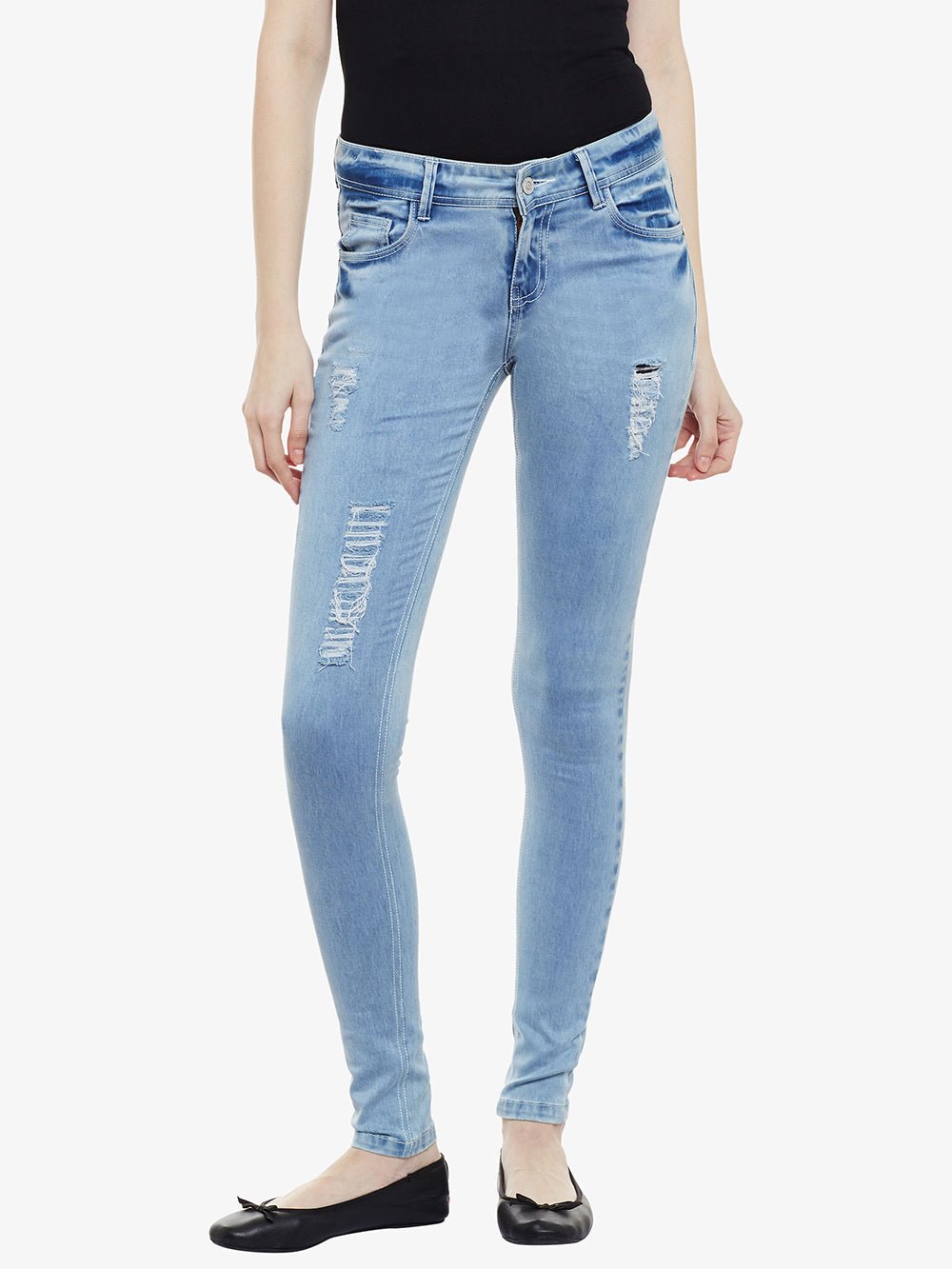 Overland Destroyed Stretch Acid Wash Jeans