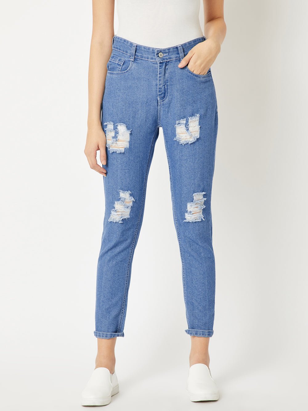 You Need Somebody Boy Friend Cut Ripped Jeans