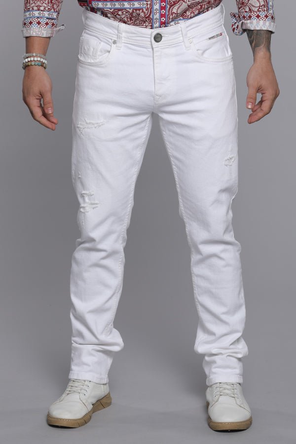 White Mid-Rise Slim Straight Fit Jeans