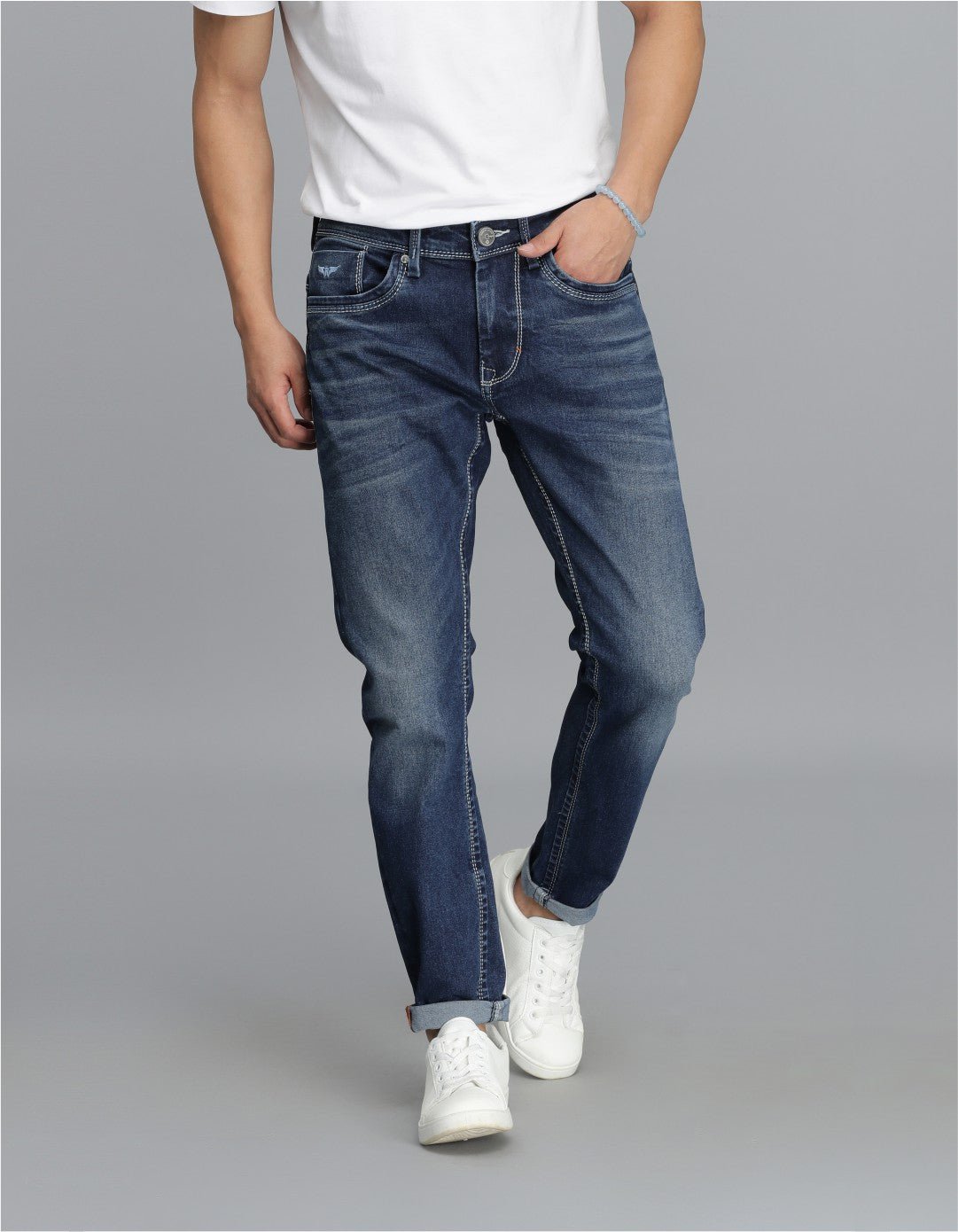 Med Blue Low-Rise Ankle Length jeans