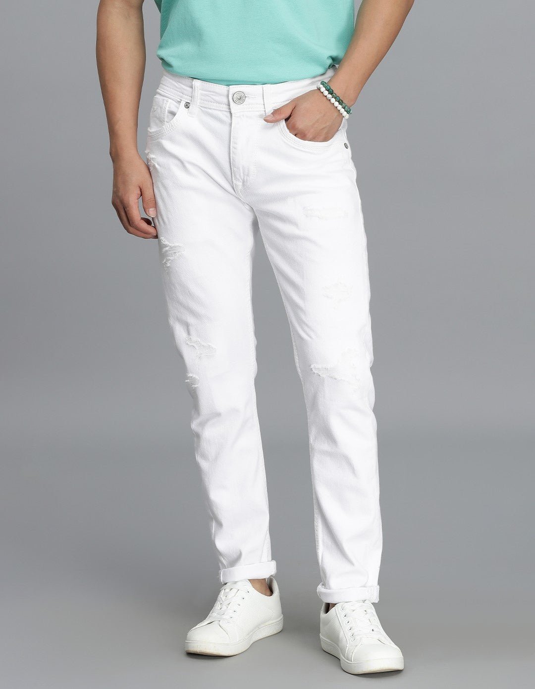 White Low-Rise Ankle Length jeans
