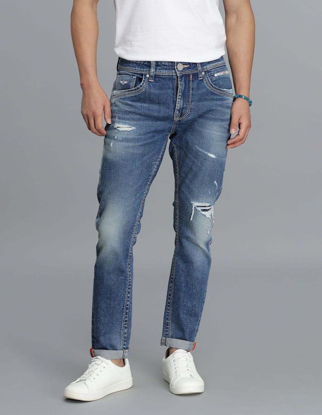 Med Blue Low-Rise Ankle Length jeans