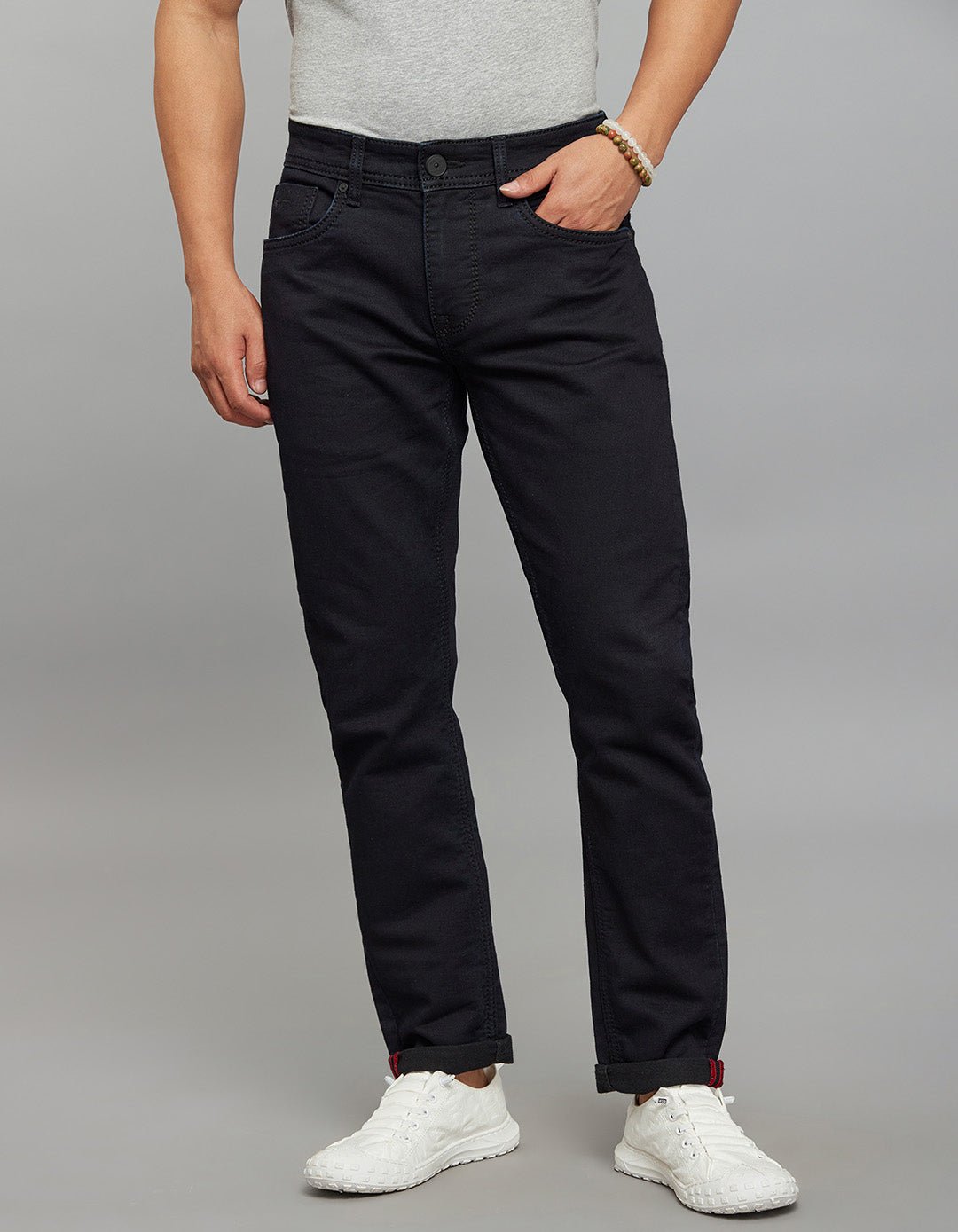 Dark Blue Low-Rise Ankle Length Knit Stretch Jeans