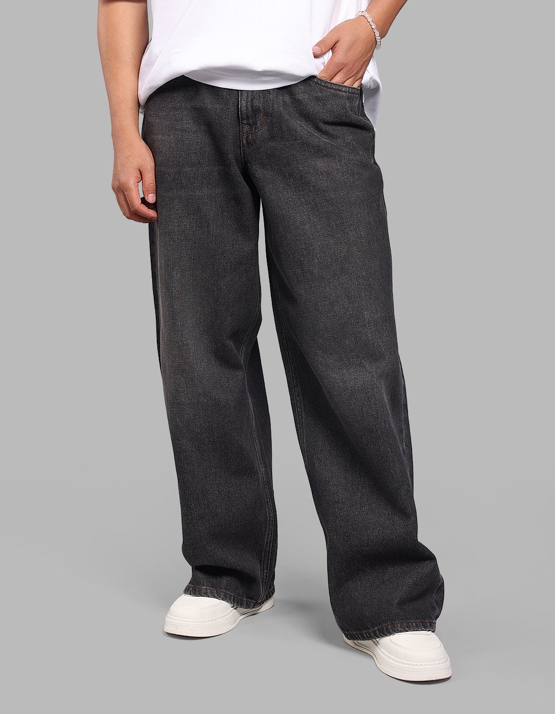 Dark Charcoal Extra Loose Fit Jeans