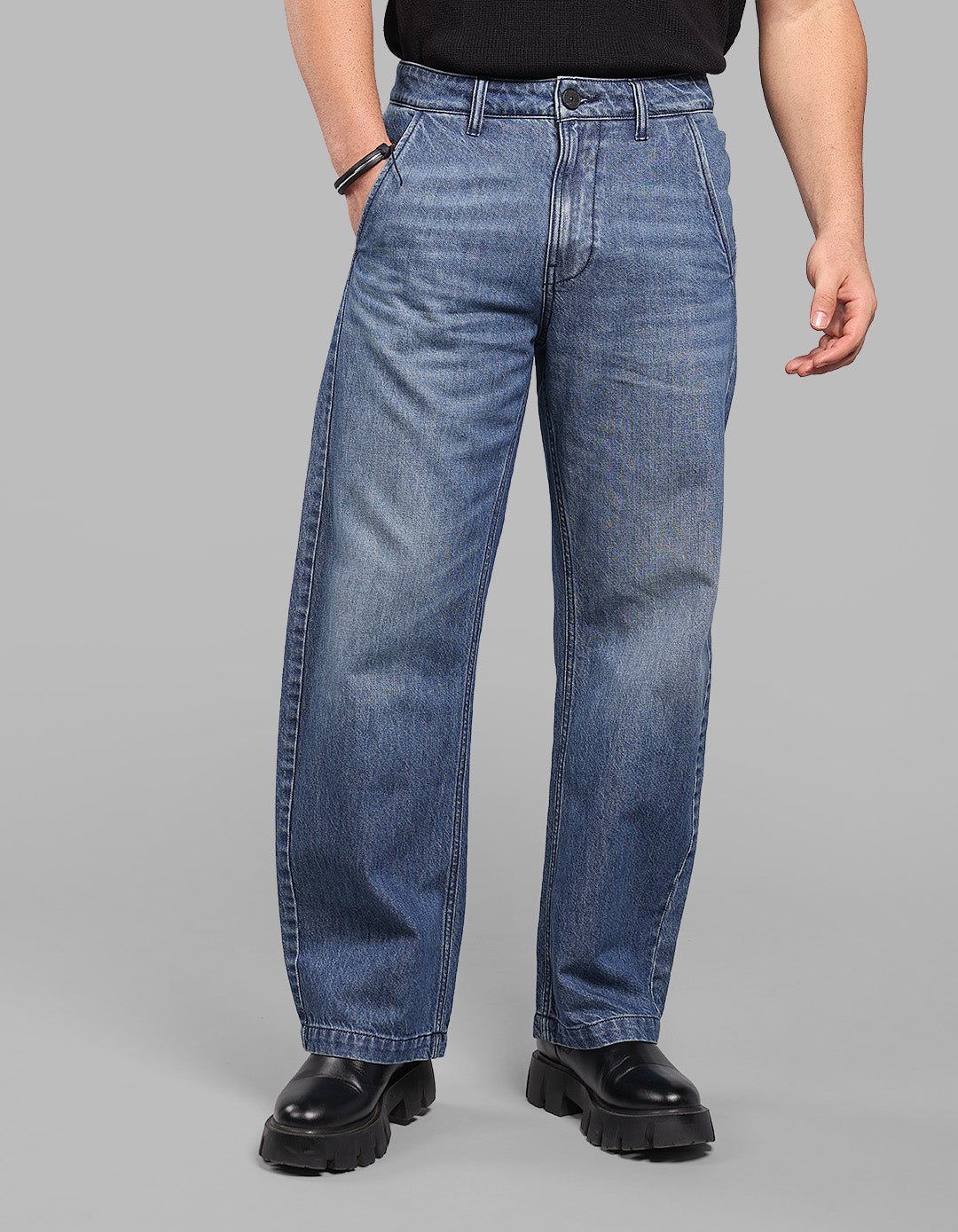 Med Blue Loose Fit Jeans