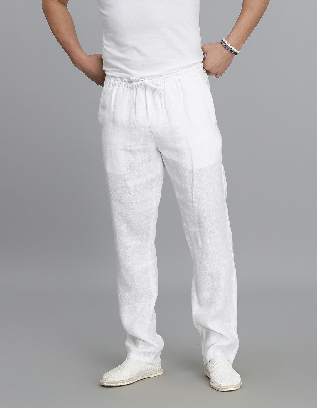 White 100% Linen Pant