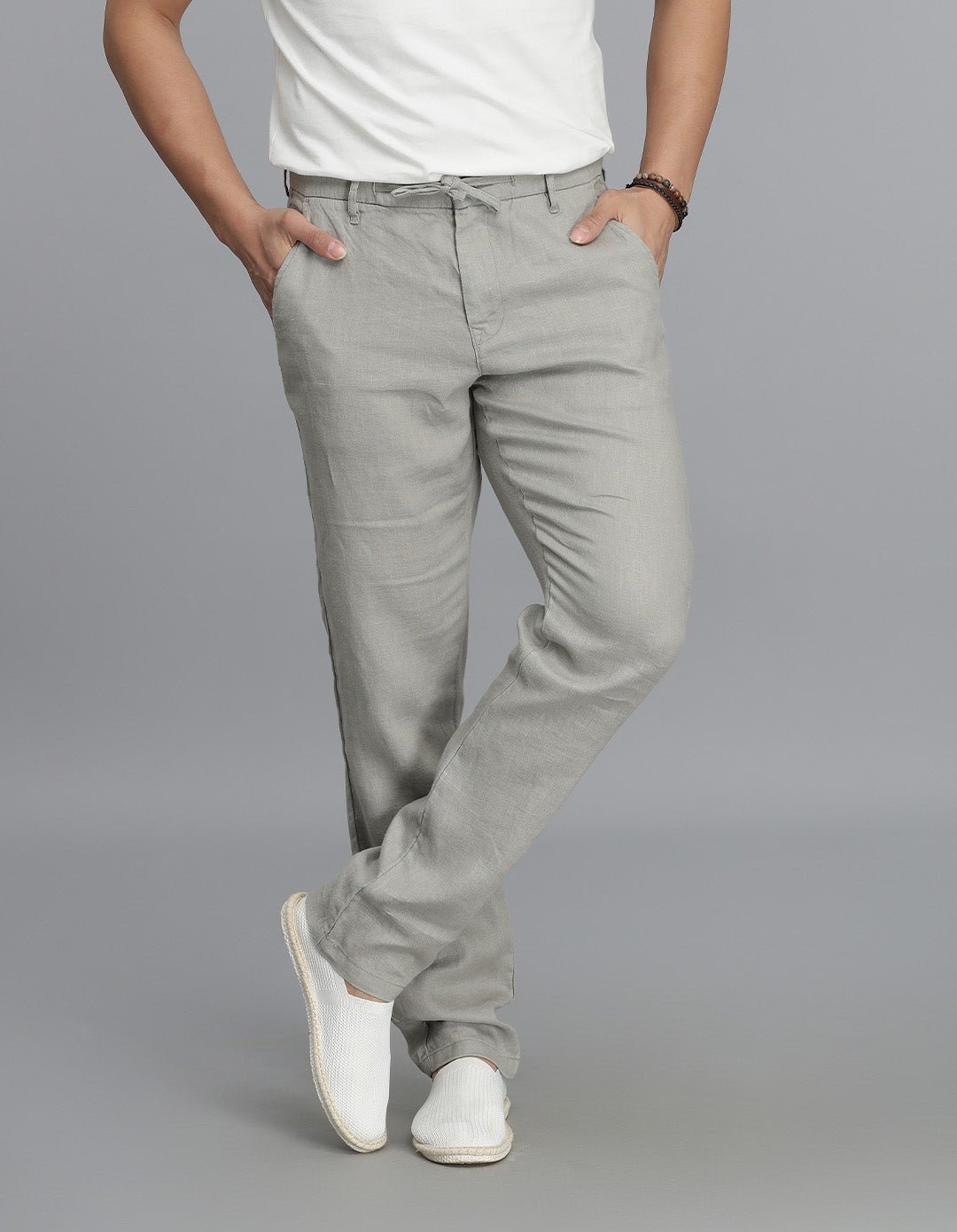 Dark Stone 100% Linen Chino Pant