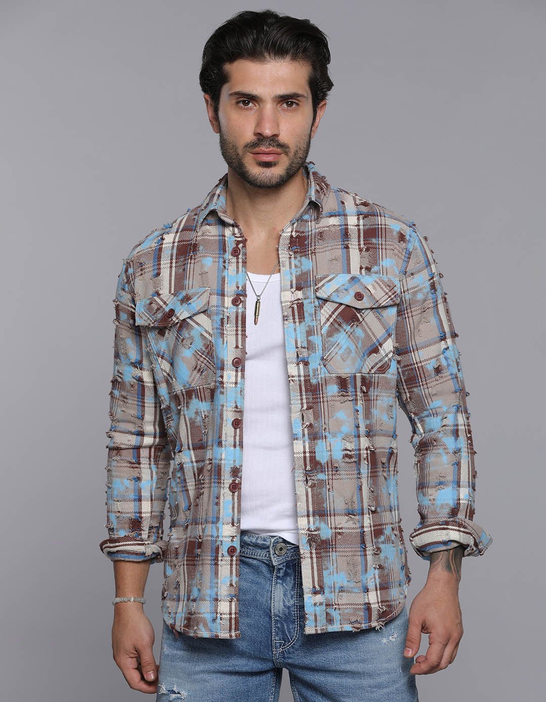 Blue Full Sleeves Check Shirt