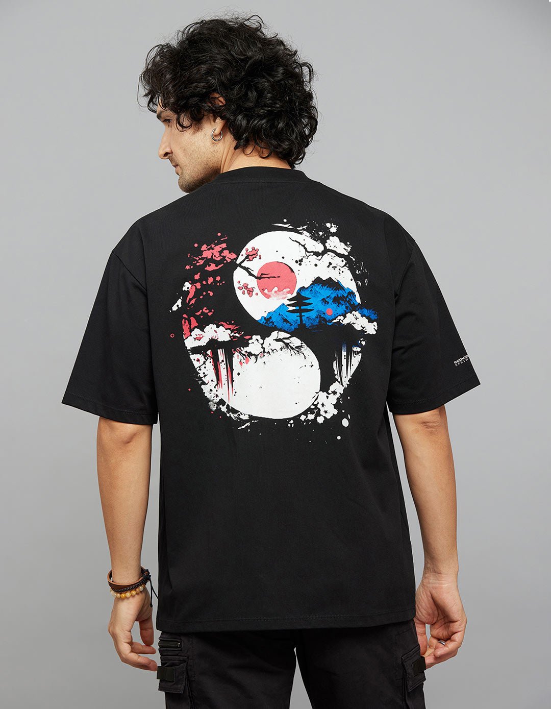 Black Half Sleeves Round Neck Oversized Tee