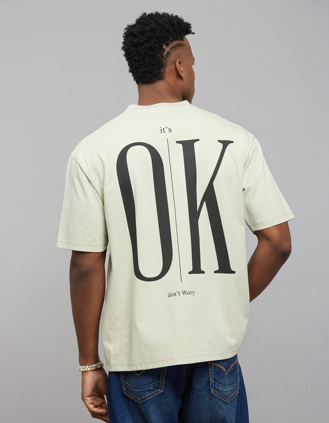 Mint Green Half Sleeves Round Neck Oversized Tee