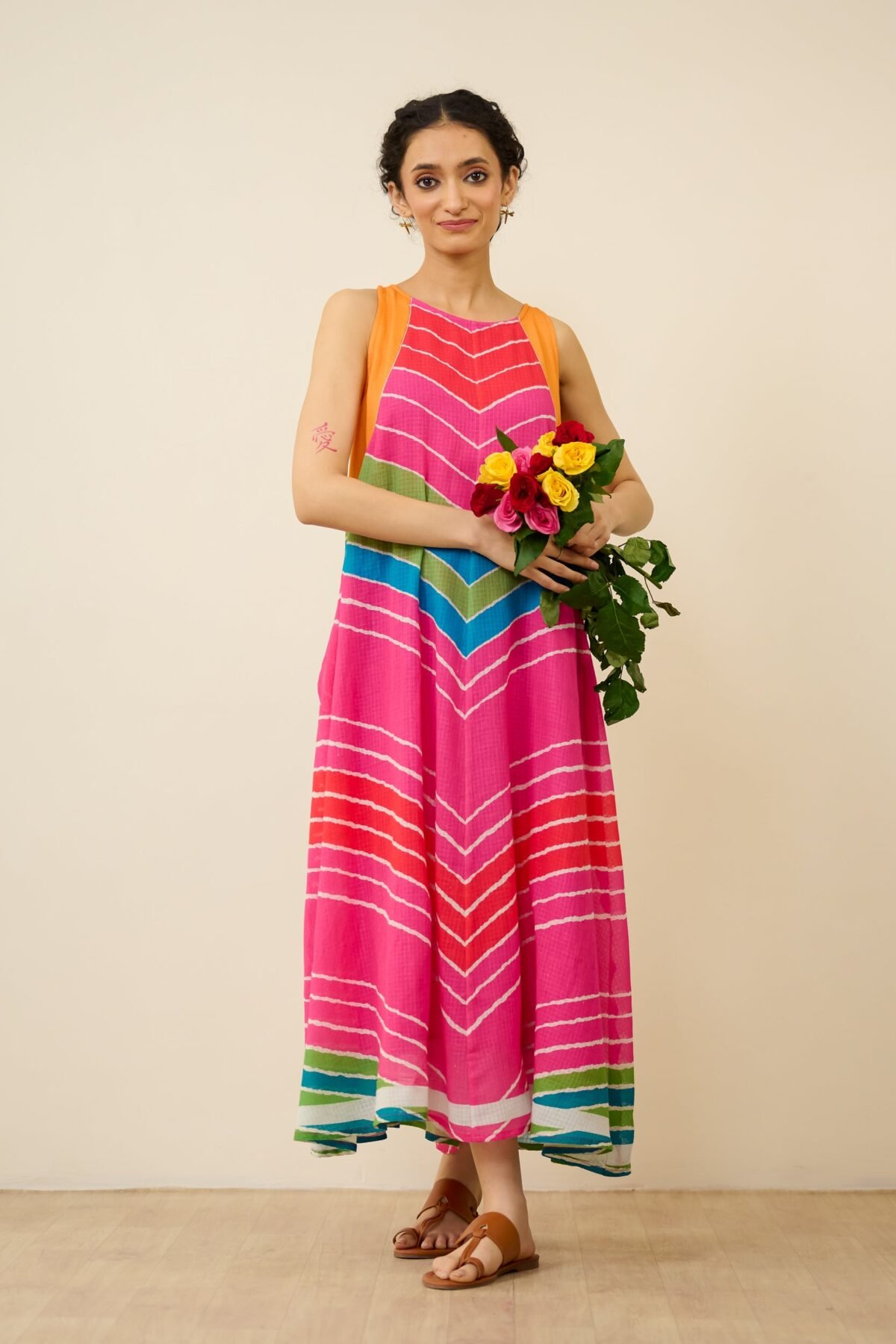 Sawan Leheriya Kota Doria Cotton Dress - Multicolour