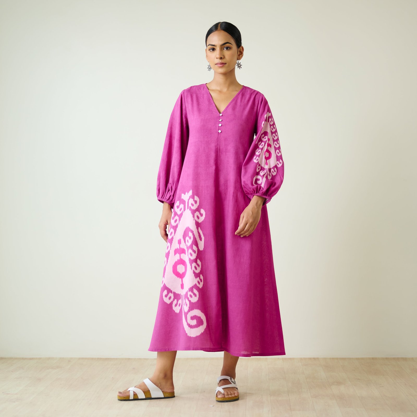Mabel Slub Cotton Maxi Dress - Pink