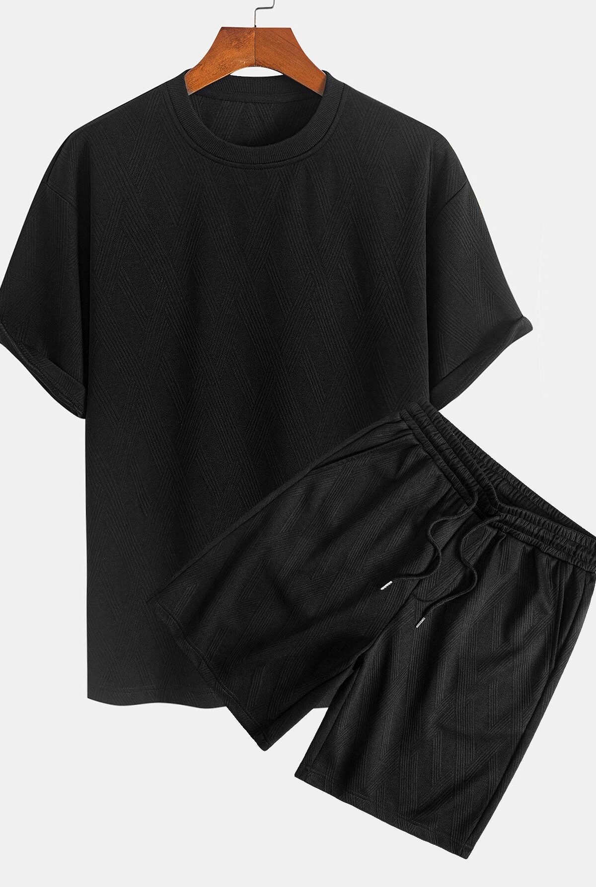 Relax Fit Diamond Jacquard T-Shirt & Diamond Jacquard Shorts