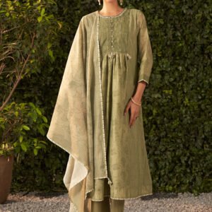 Amaya Green Printed Chanderi Suit Set with Dupatta