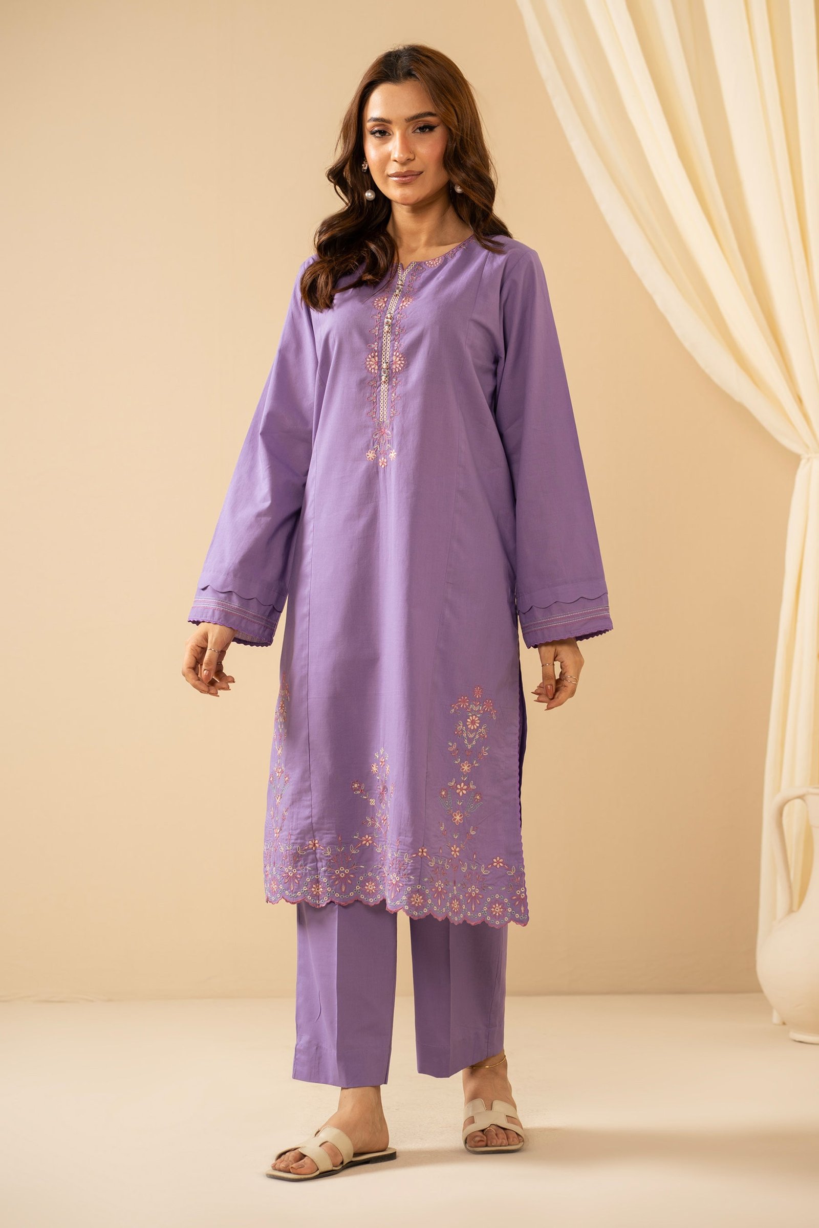 Stitched Embroidered Cottel 2 Piece Suit