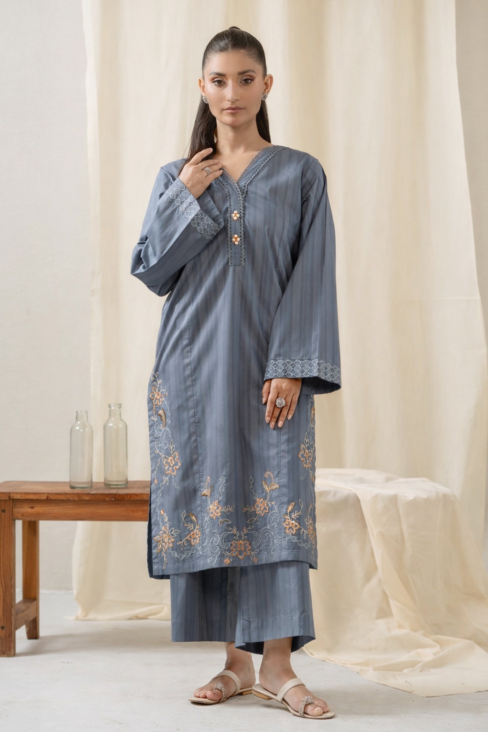 Embroidered Doria Stitched 2 Piece Suit