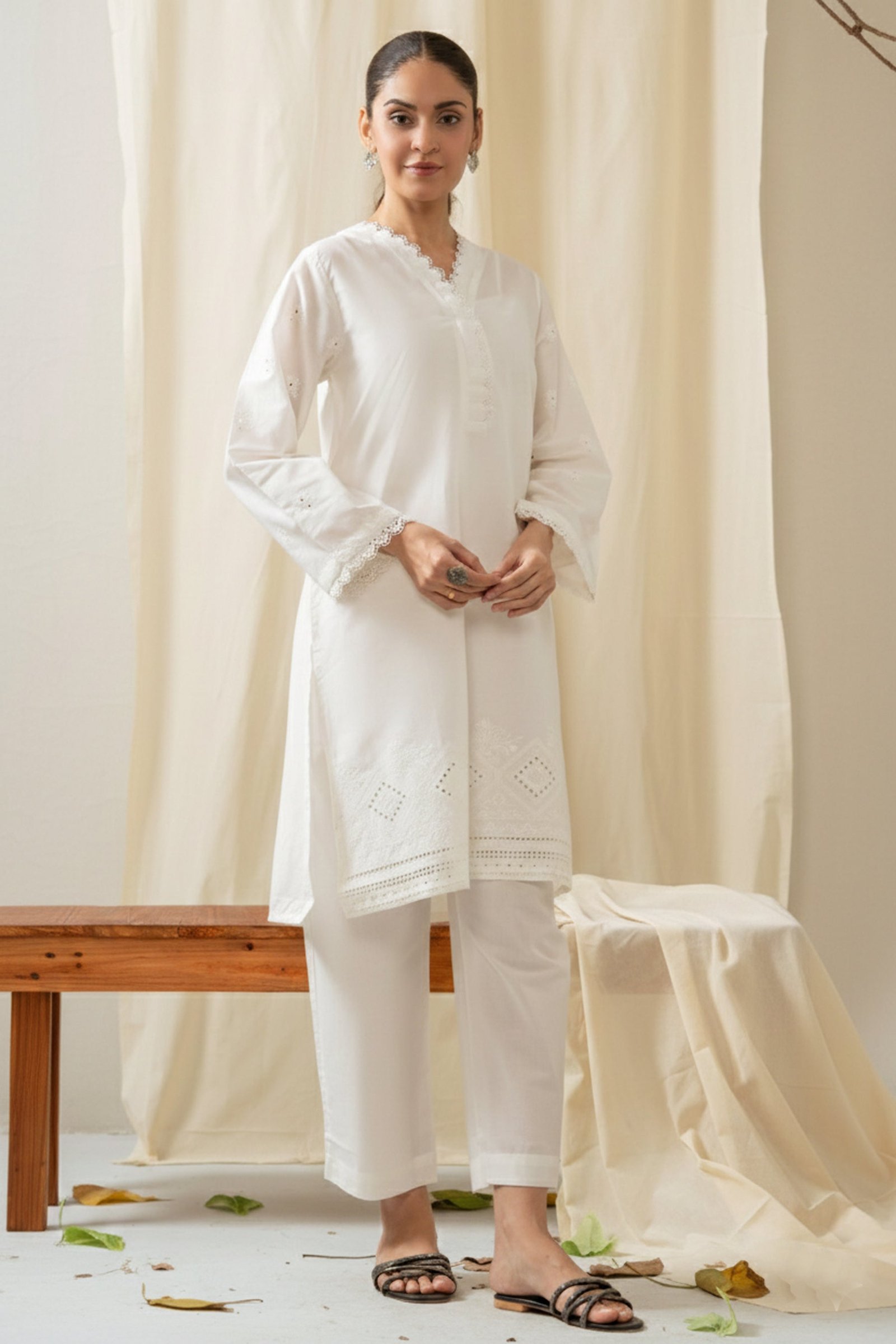 Dyed Poplin Chikankari Stitched 2 Piece Suit