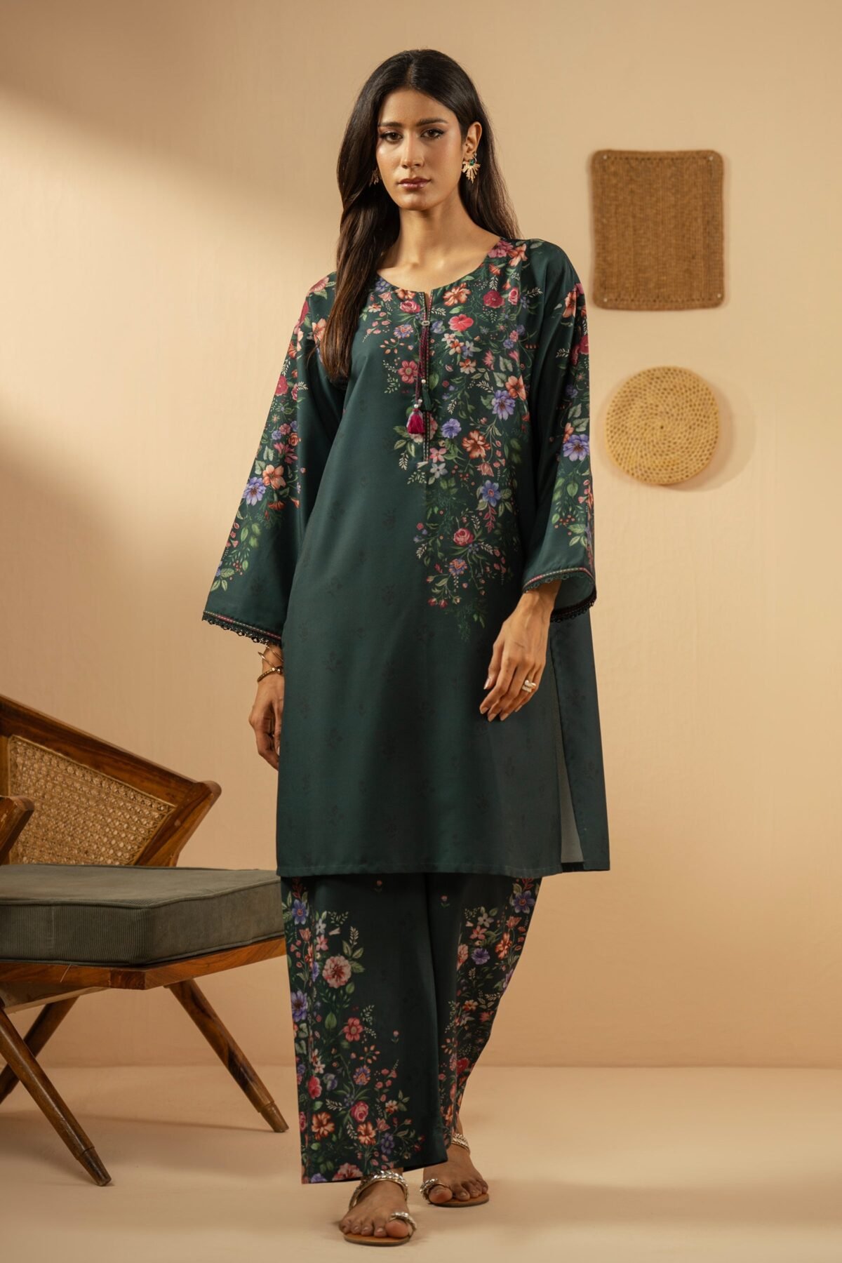 Printed Poly Cambric Stitched 2 Piece Suit
