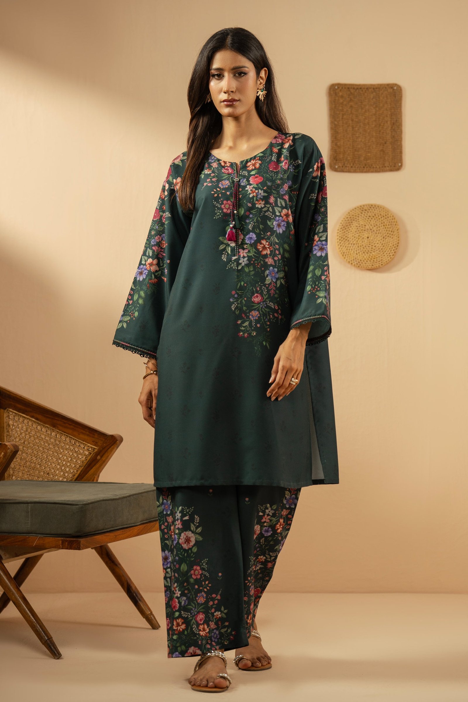 Printed Poly Cambric Stitched 2 Piece Suit