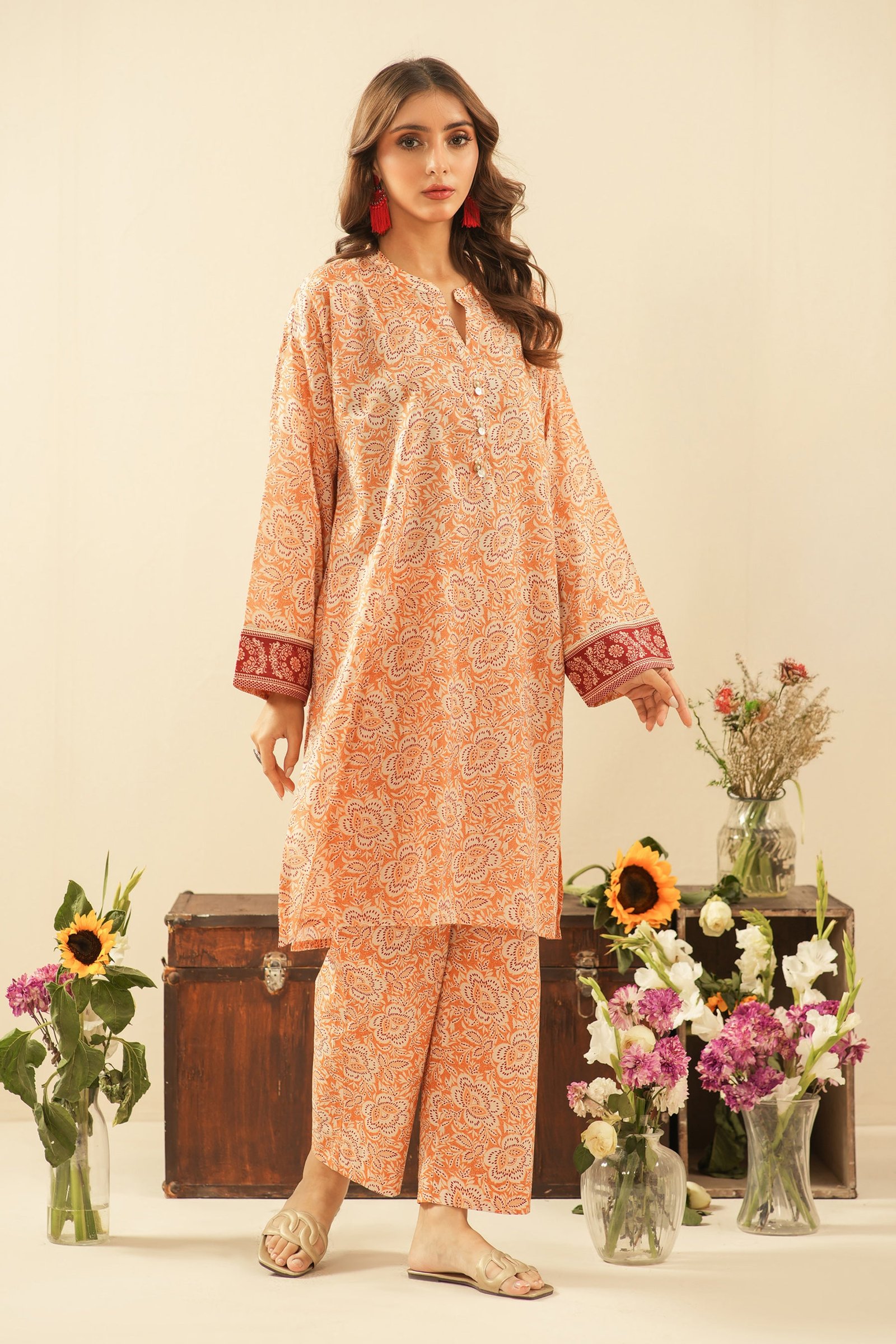 Printed Cambric Stitched 2 Piece Suit