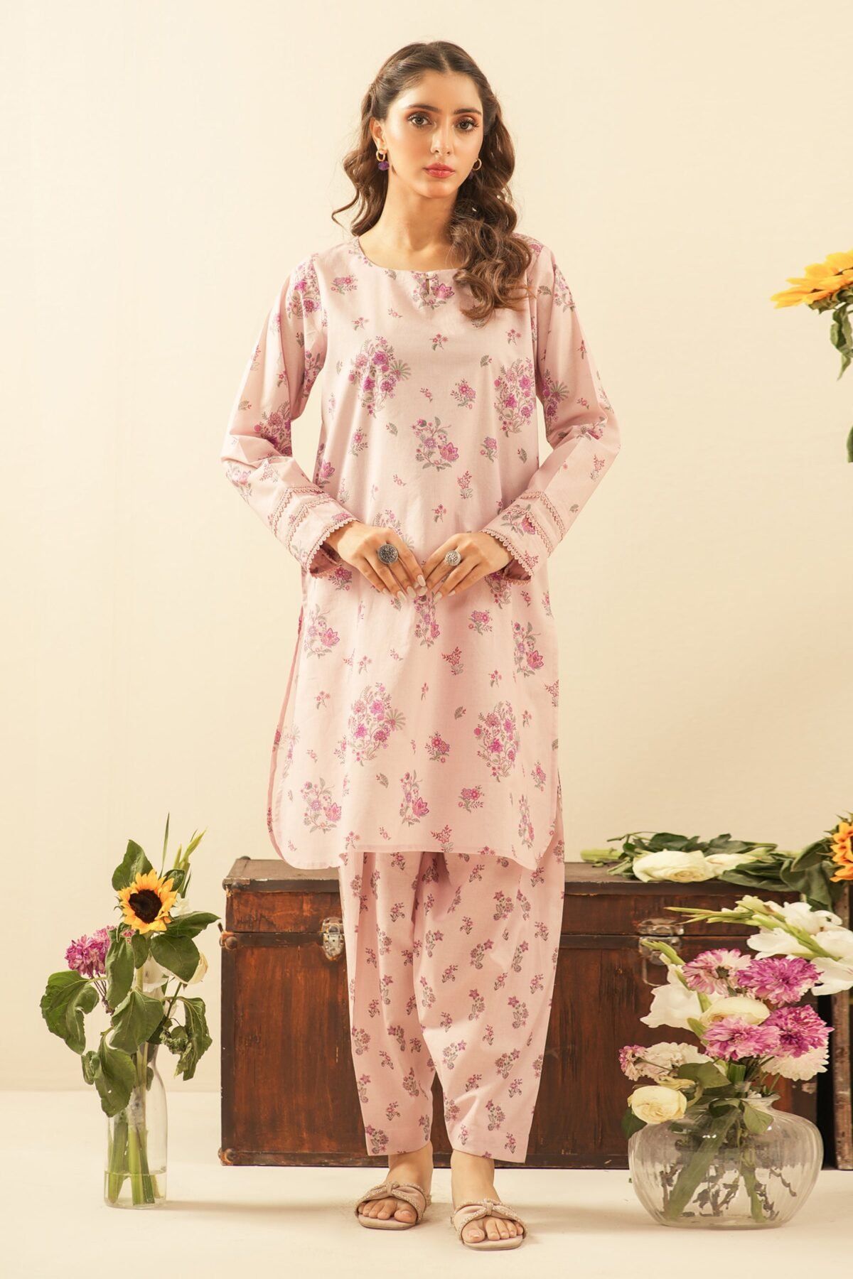Printed Cambric Stitched 2 Piece Suit