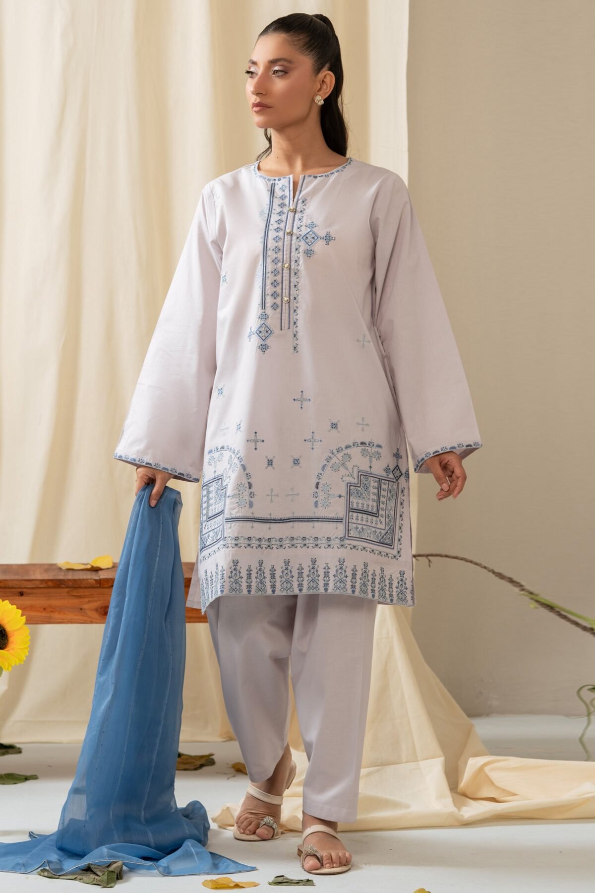 Stitched Embroidered Cambric Suit