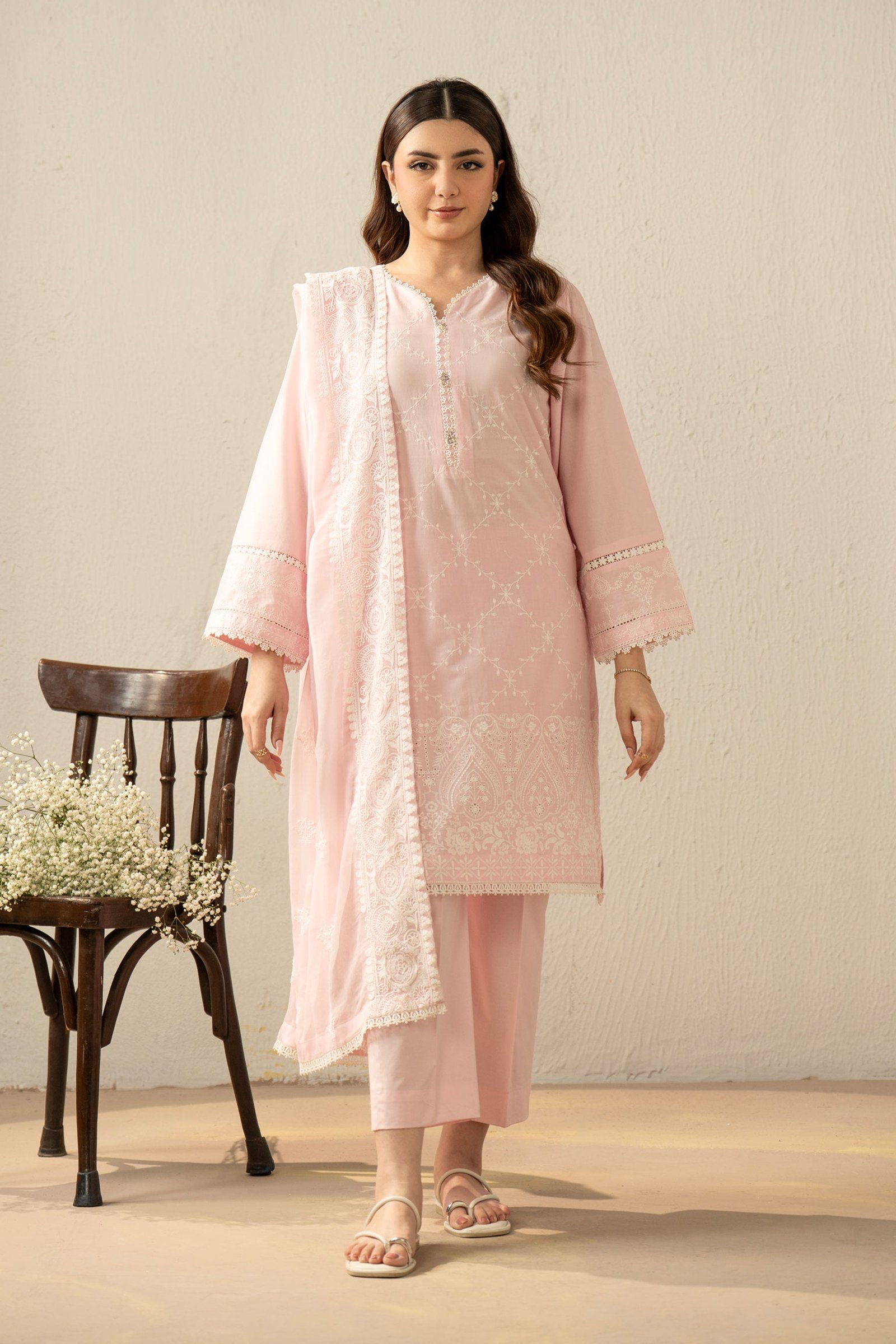 Embroidered Chikankari Lawn Stitched 3 Piece Suit