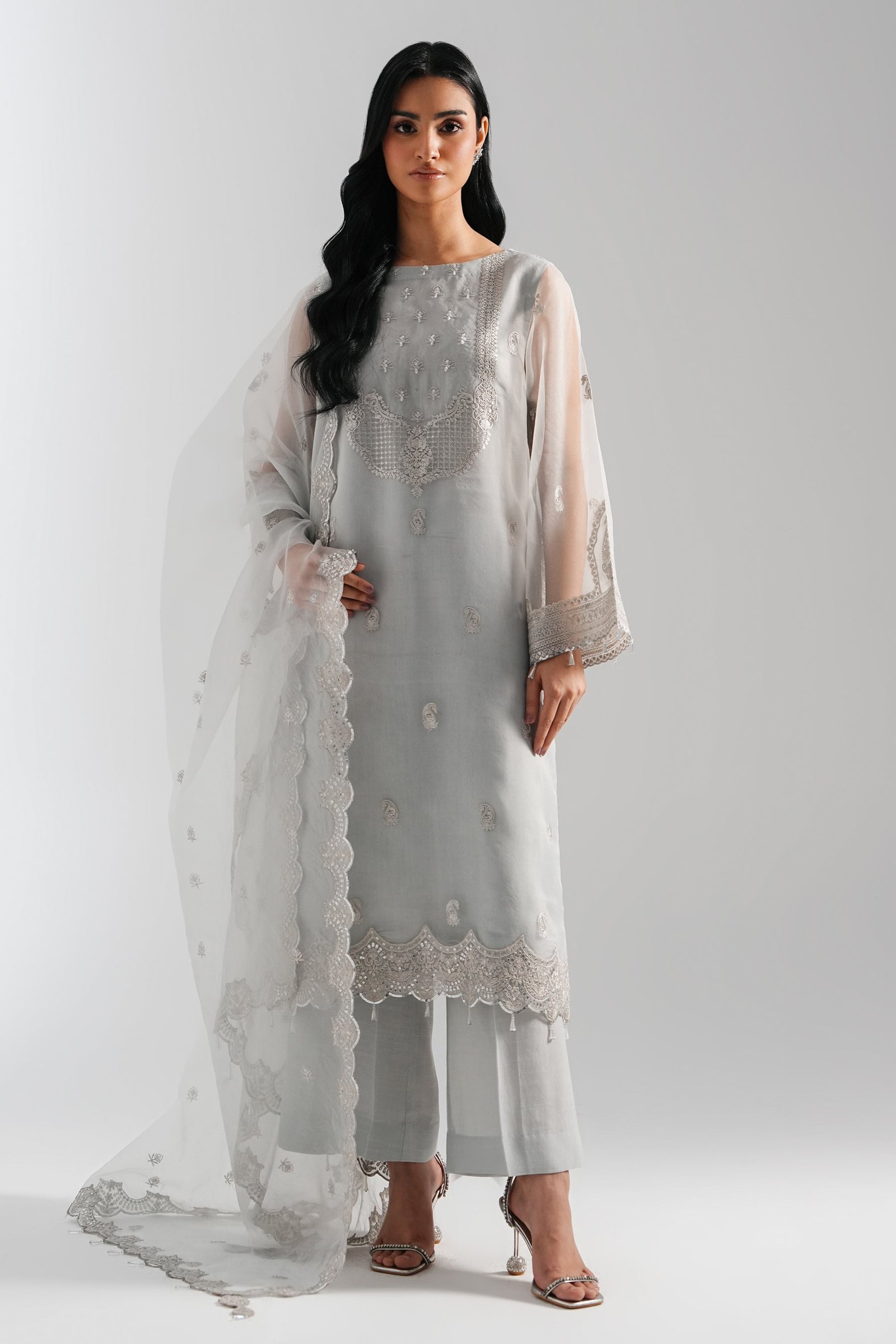 Embroidered Organza Stitched 3 Piece Suit