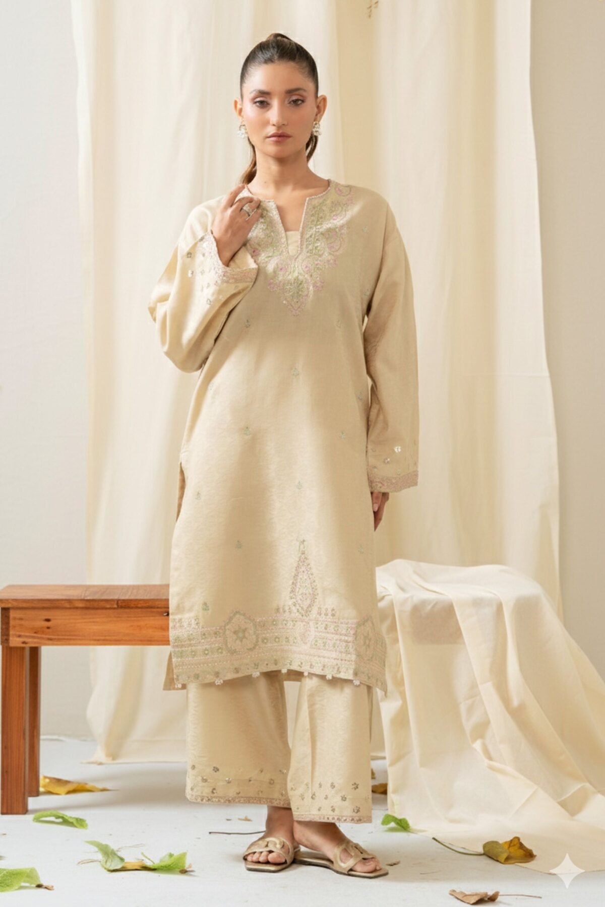 Embroidered Jacquard Stitched 2 Piece Suit