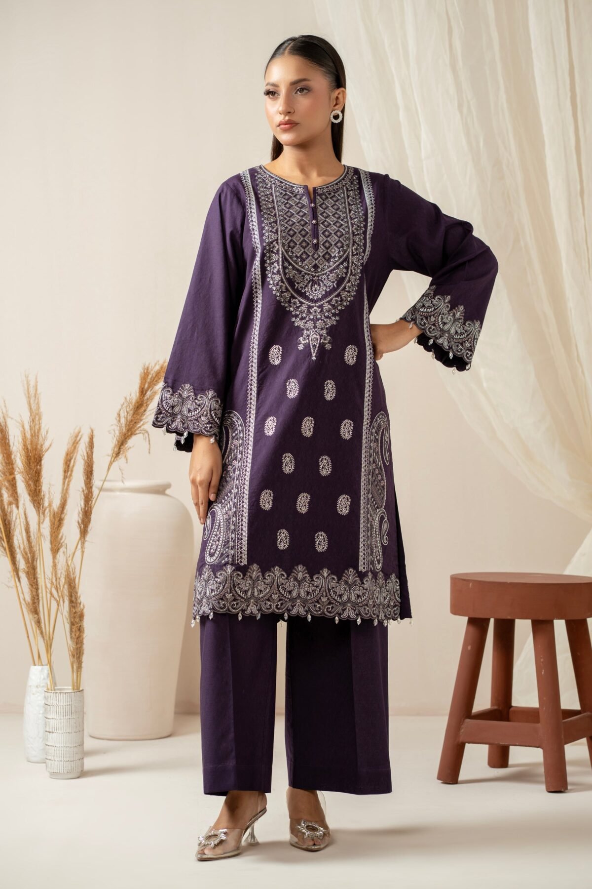 Embroidered Jacquard Stitched 2 Piece Suit