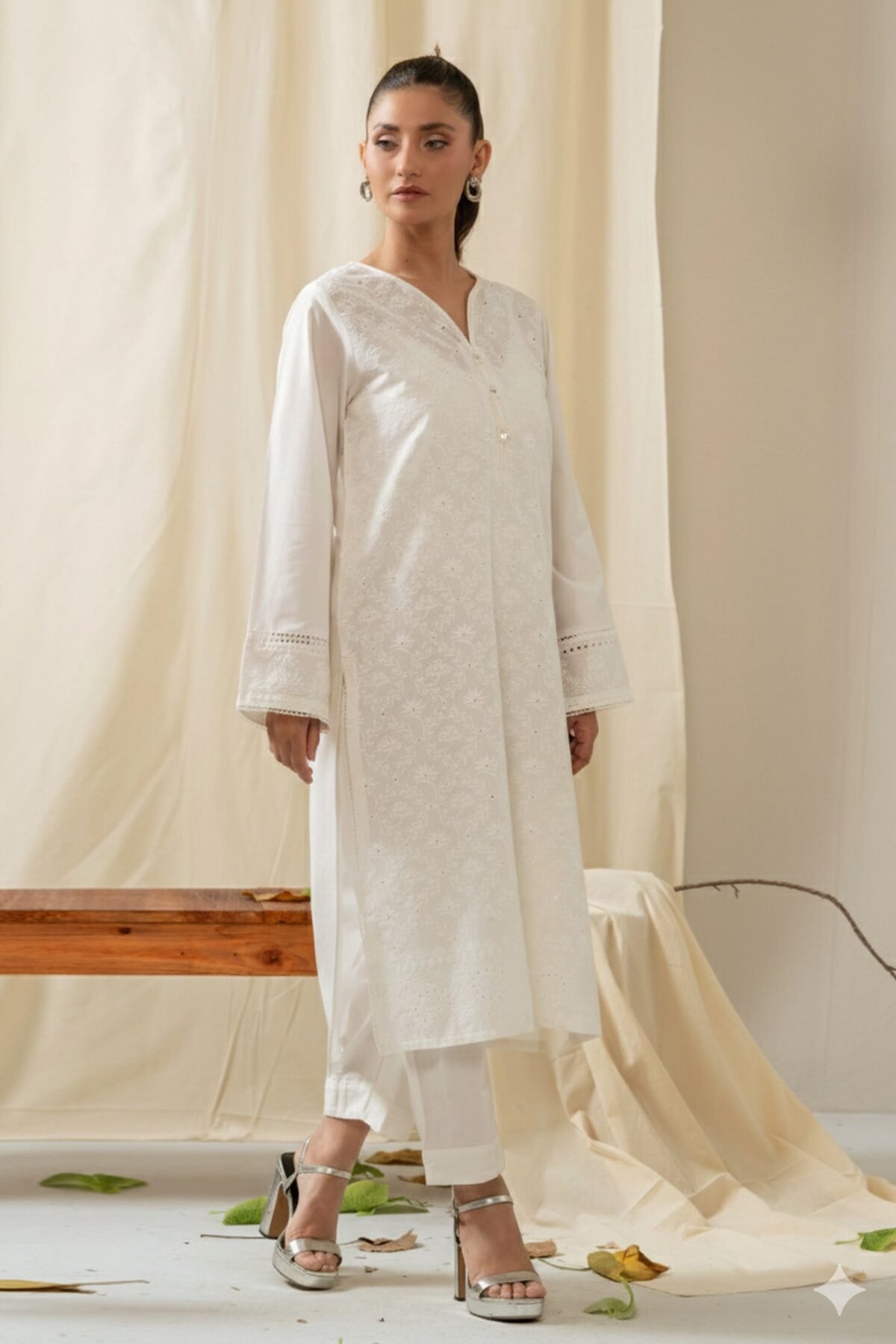 Dyed Poplin Chikankari Stitched 2 Piece Suit