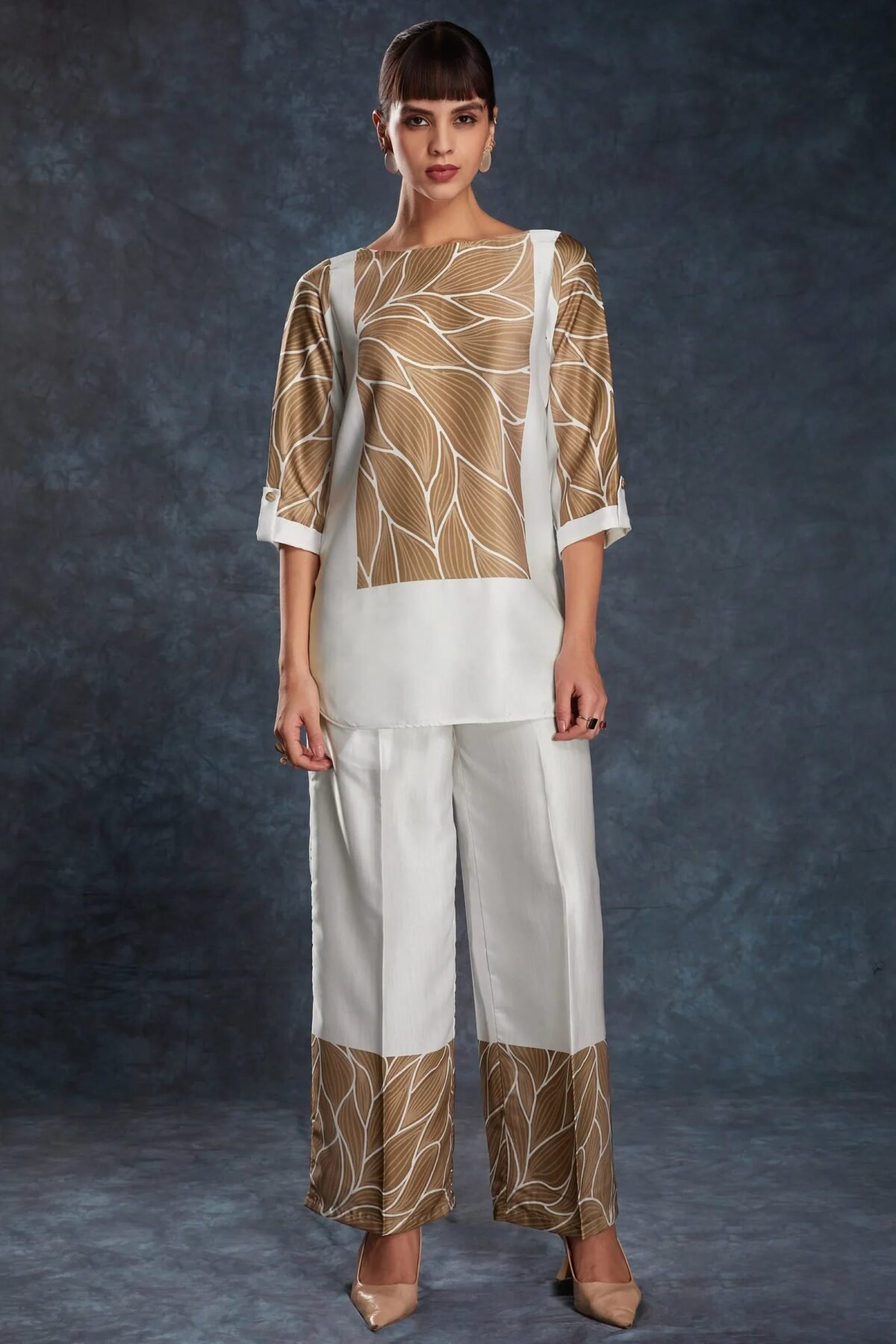 Captivating White Digital Printed Linen Party Wear Co-Ord Set