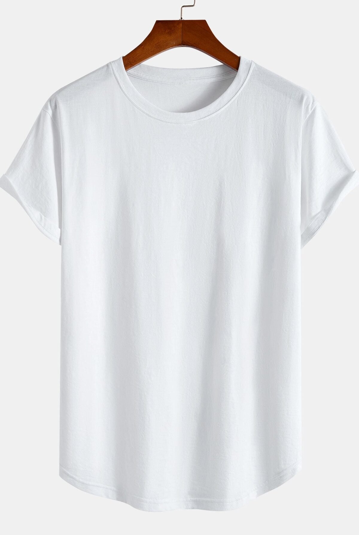 Basic Cotton Arc Hem T-Shirt