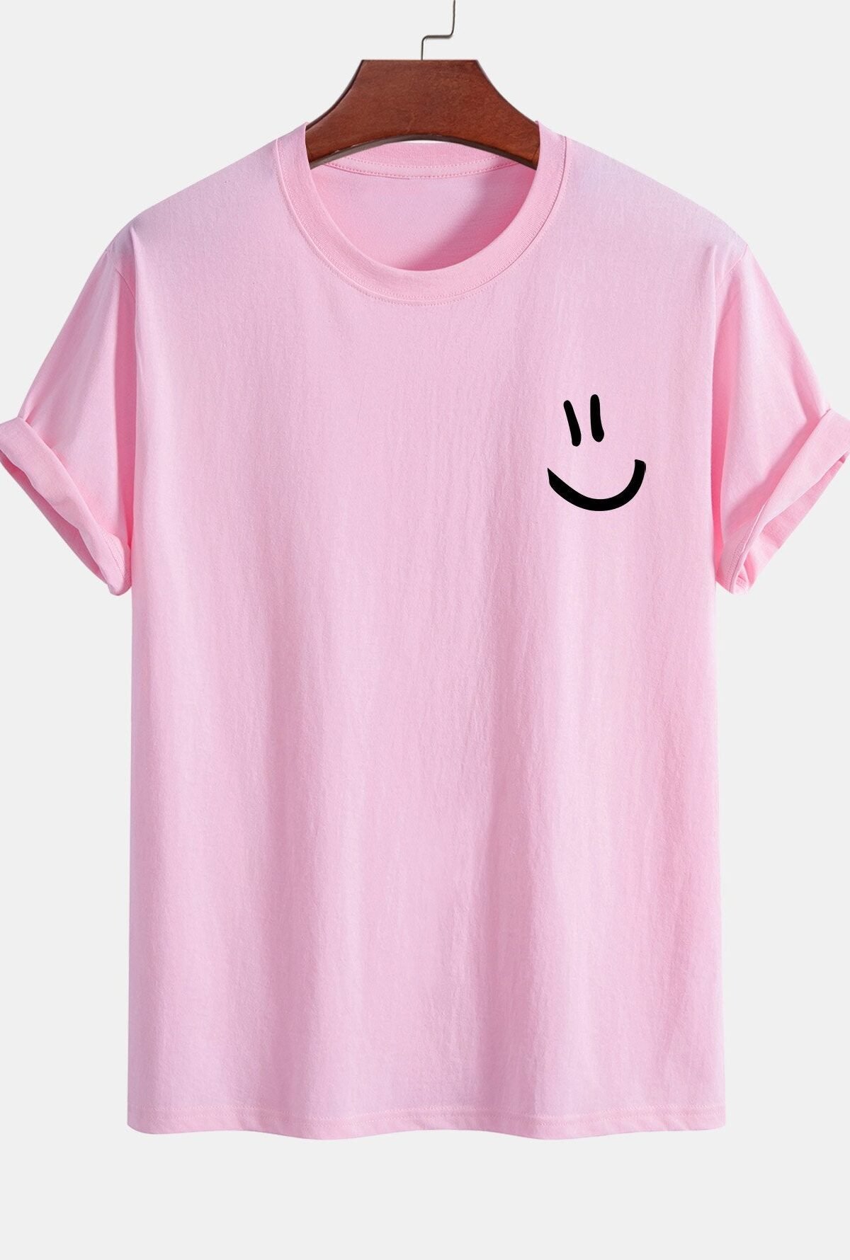 Regular Fit Smiley Face Print Cotton T-Shirt