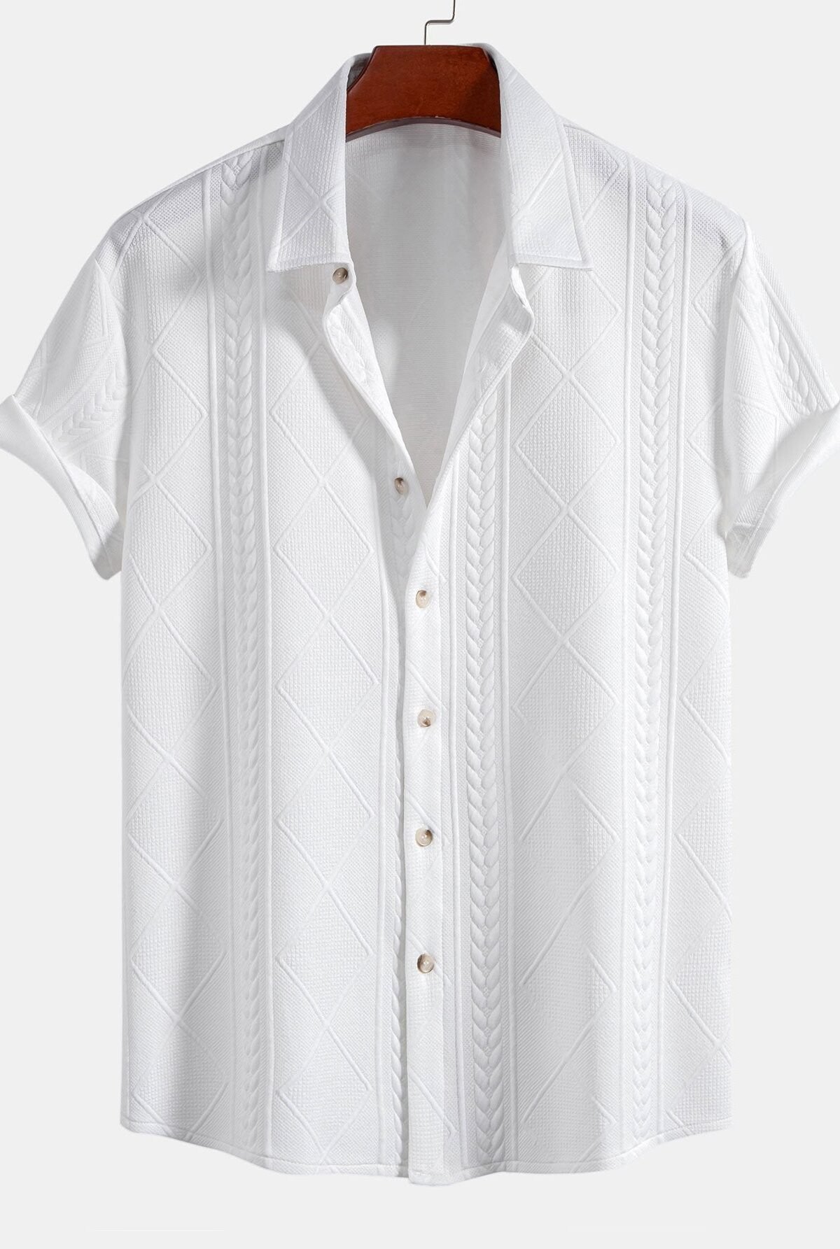 Geometric Jacquard Button Up Shirt