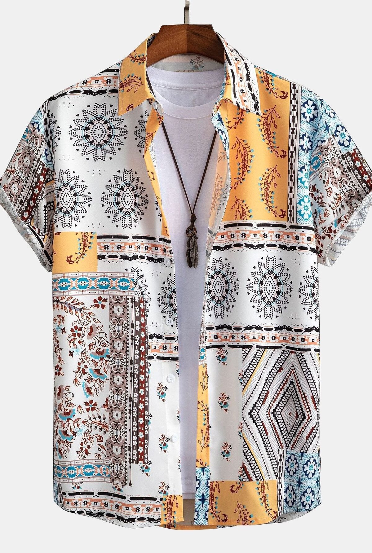Scarf Print Button Up Shirt
