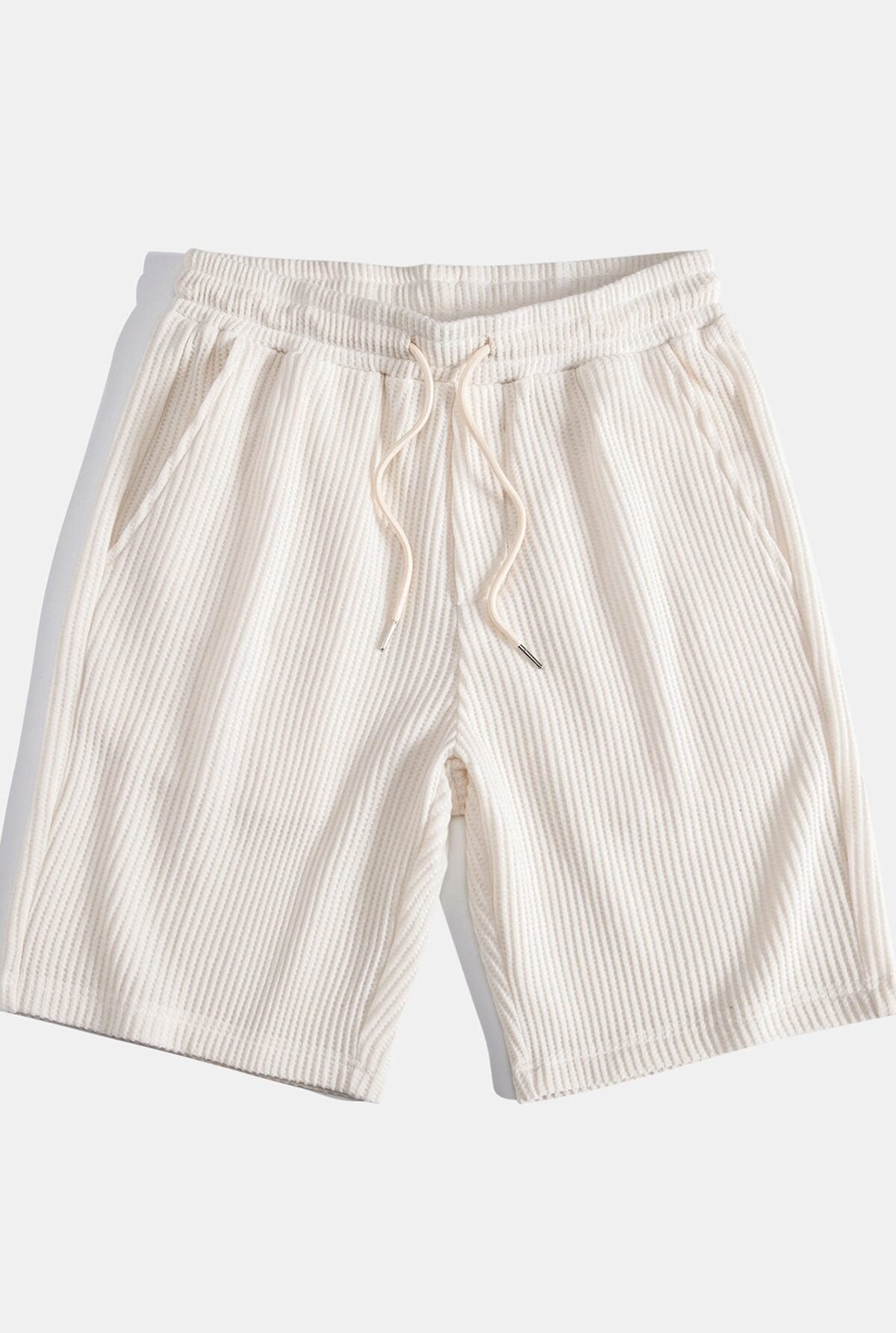 Drawstring Knitted Waffle Shorts
