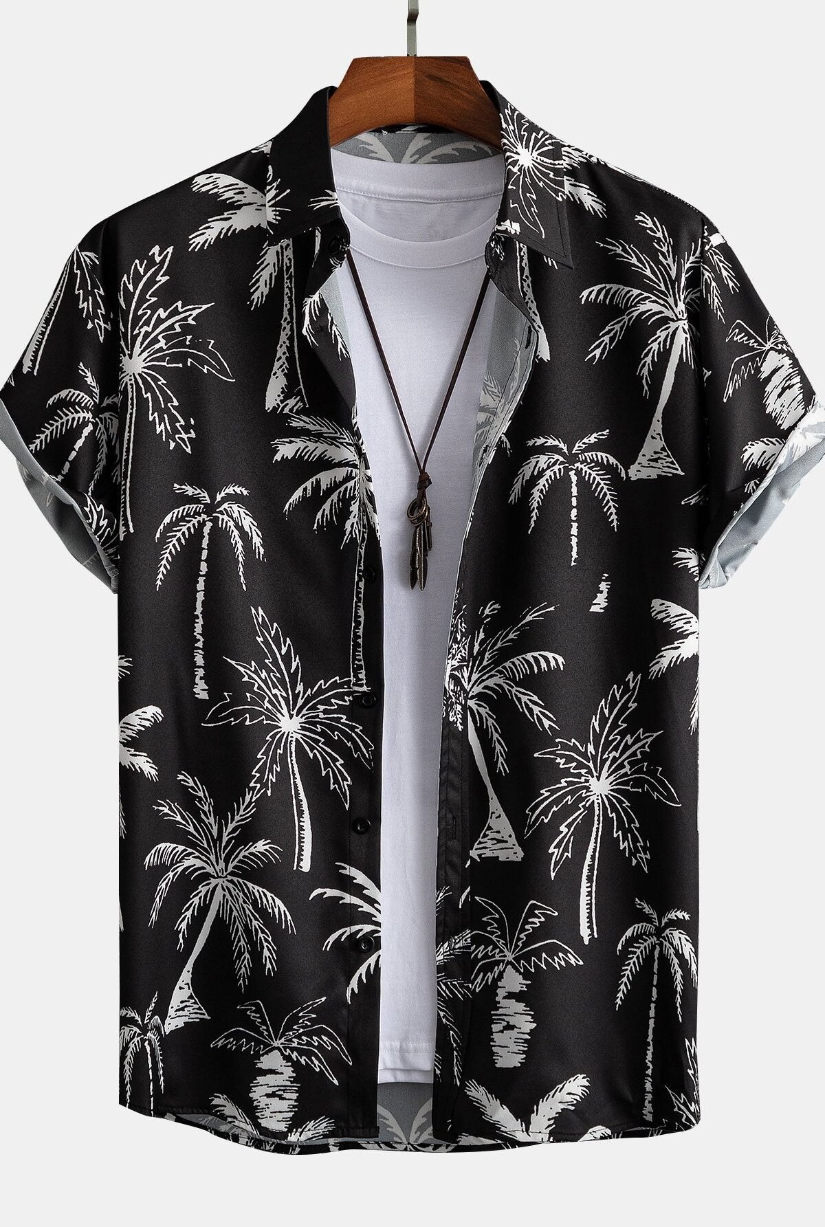Palm Tree Print Button Up Shirt