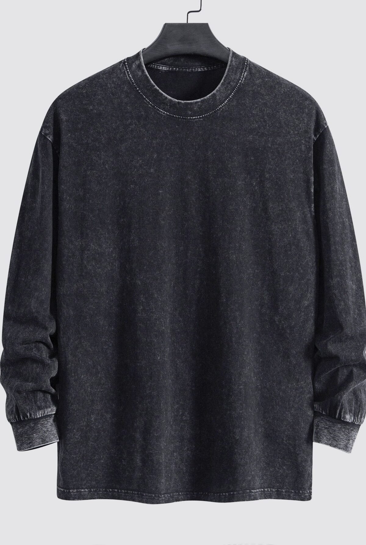 Relax Fit Long Sleeve Washed Distressed T-Shirt