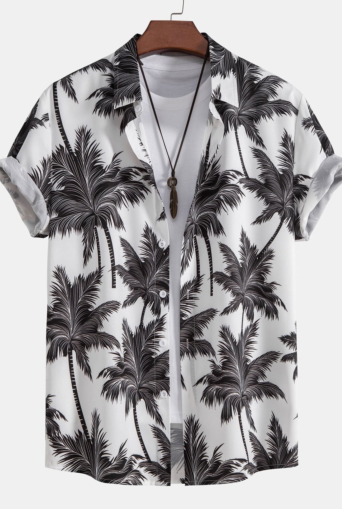 Palm Tree Print Button Up Shirt