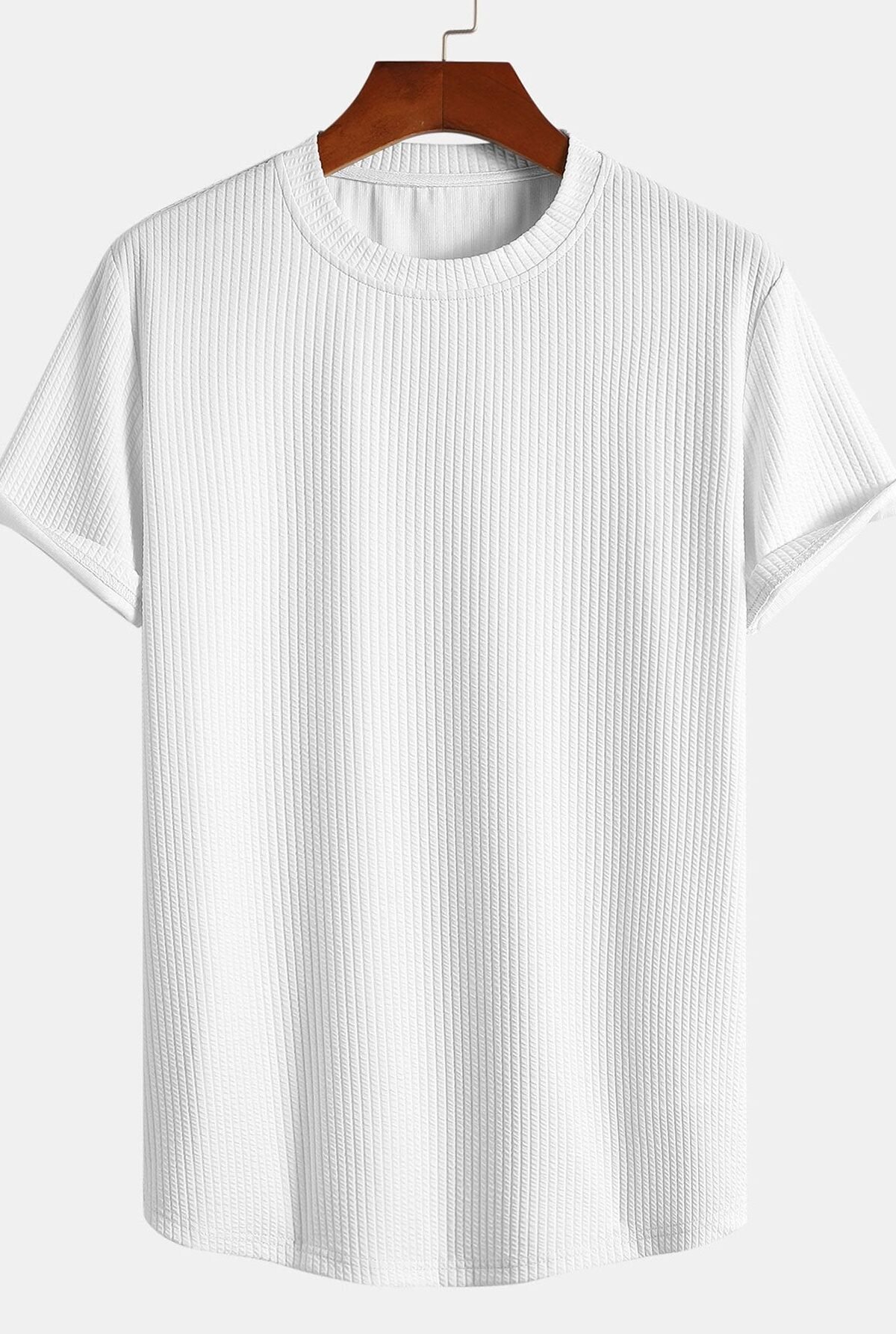Muscle Fit Ribbed Arc Hem T-Shirt