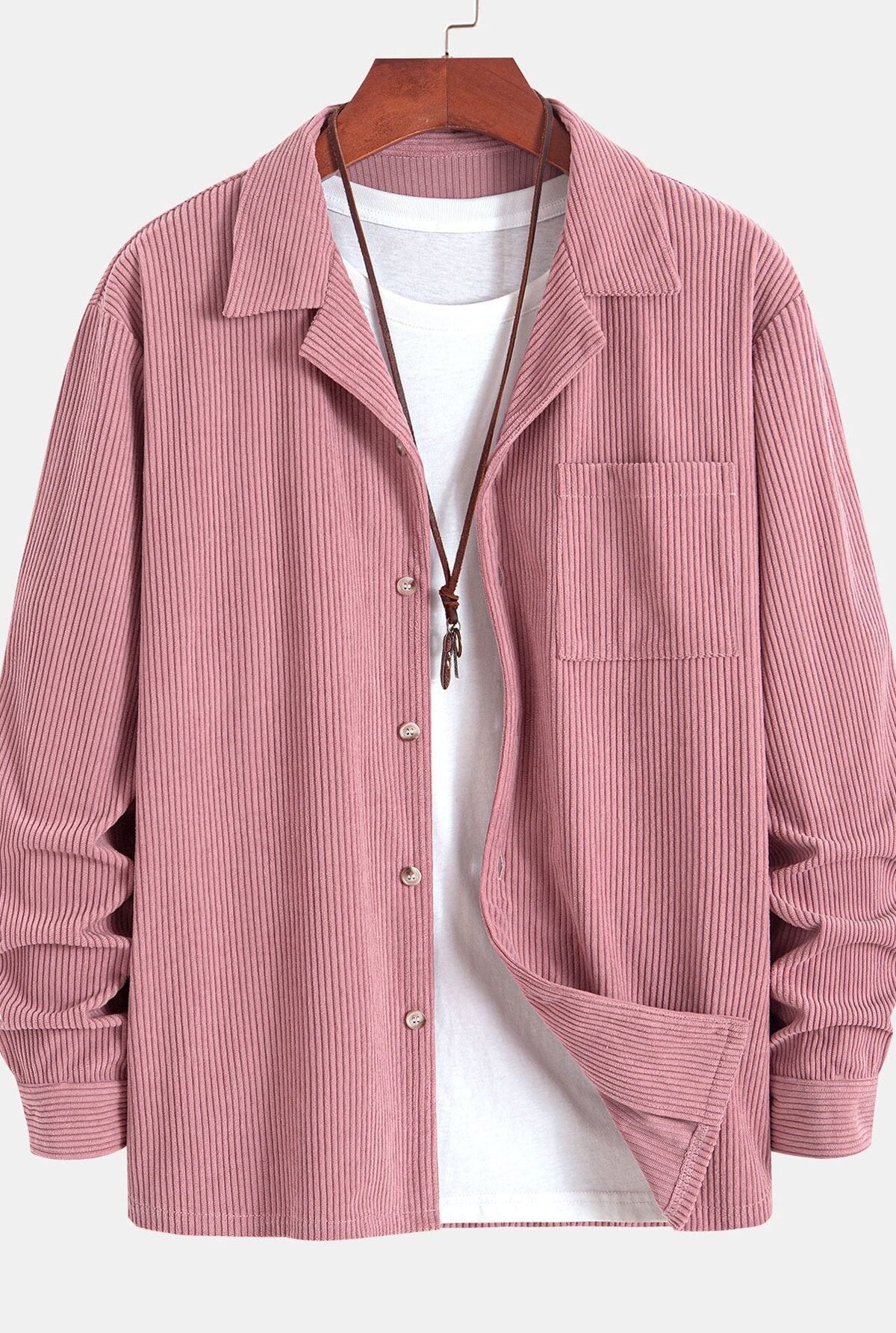 Long Sleeve Corduroy Cuban Collar Shirt